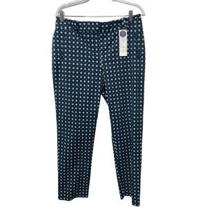 New Charter Club Tummy Slimming Leg Ankle Pants Blue Polka Dot AOP 10 Office